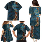 Aboriginal Masks Art Family Matching Puletasi and Hawaiian Shirt Australian Indigenous