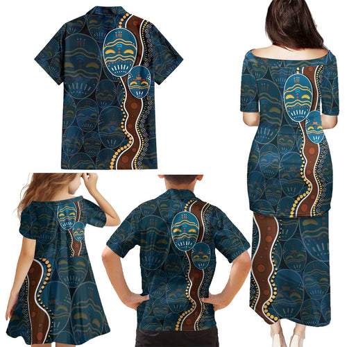 Aboriginal Masks Art Family Matching Puletasi and Hawaiian Shirt Australian Indigenous