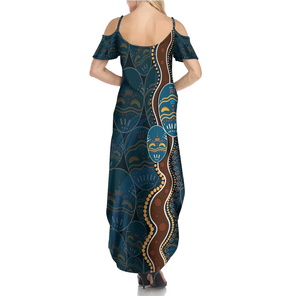 Aboriginal Masks Art Family Matching Summer Maxi Dress and Hawaiian Shirt Australian Indigenous
