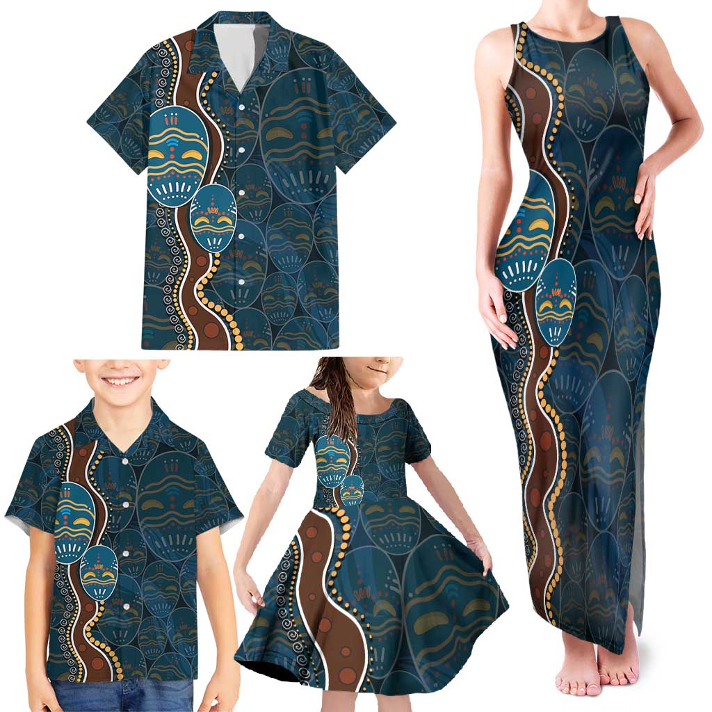 Aboriginal Masks Art Family Matching Tank Maxi Dress and Hawaiian Shirt Australian Indigenous