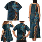 Aboriginal Masks Art Family Matching Tank Maxi Dress and Hawaiian Shirt Australian Indigenous