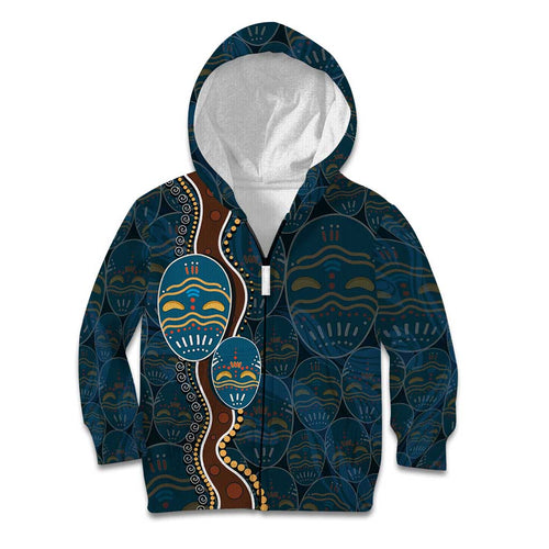 Aboriginal Masks Art Kid Hoodie Australian Indigenous
