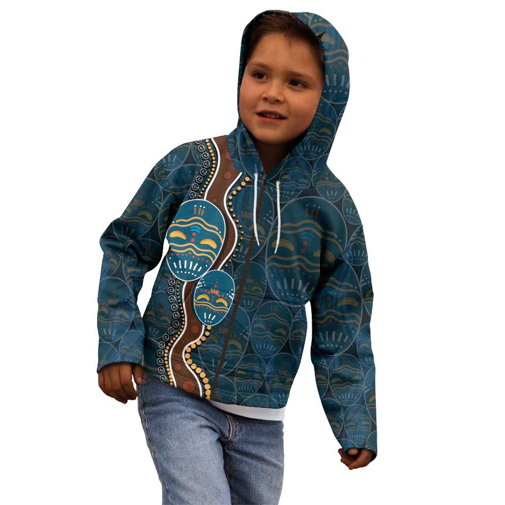 Aboriginal Masks Art Kid Hoodie Australian Indigenous