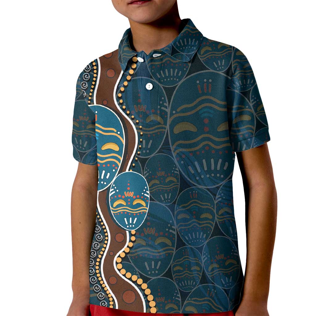 Aboriginal Masks Art Kid Polo Shirt Australian Indigenous
