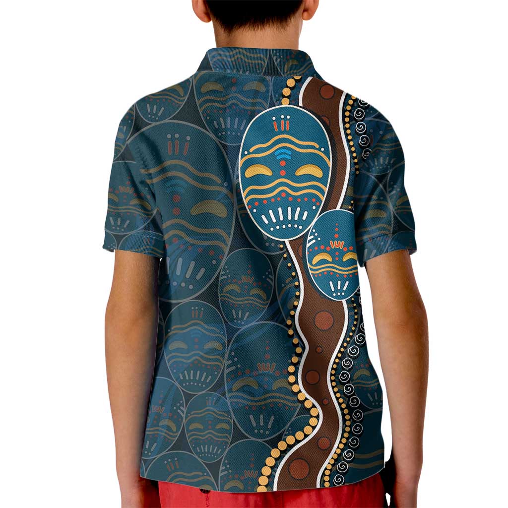 Aboriginal Masks Art Kid Polo Shirt Australian Indigenous