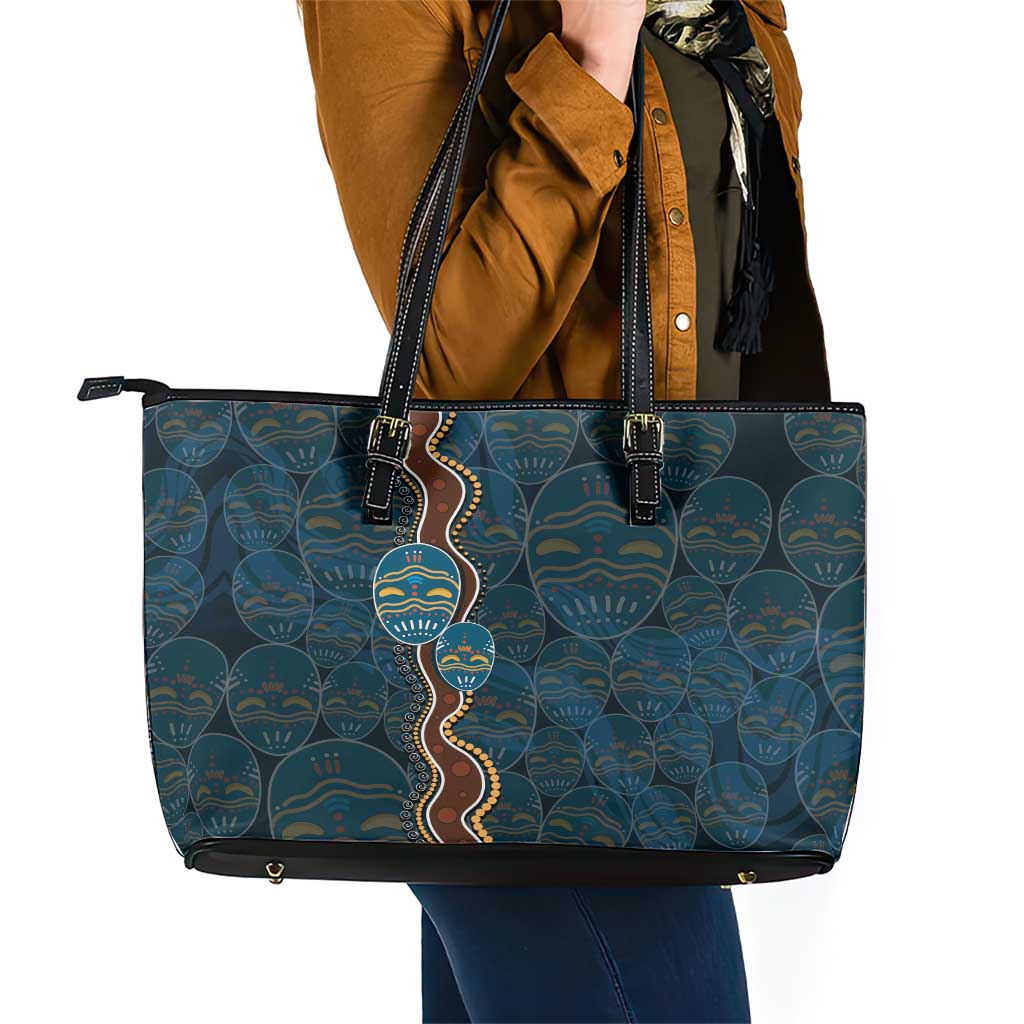 Aboriginal Masks Art Leather Tote Bag Australian Indigenous