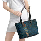 Aboriginal Masks Art Leather Tote Bag Australian Indigenous