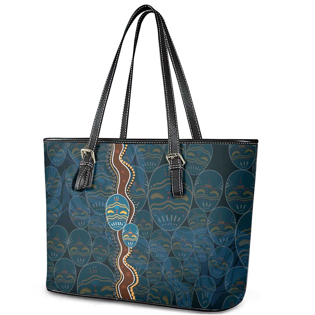 Aboriginal Masks Art Leather Tote Bag Australian Indigenous