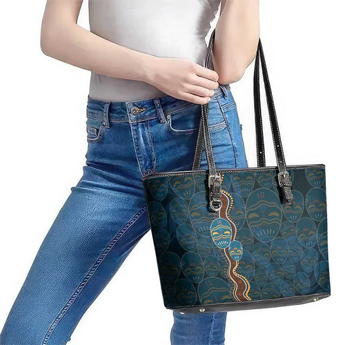 Aboriginal Masks Art Leather Tote Bag Australian Indigenous