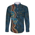 Aboriginal Masks Art Long Sleeve Button Shirt Australian Indigenous