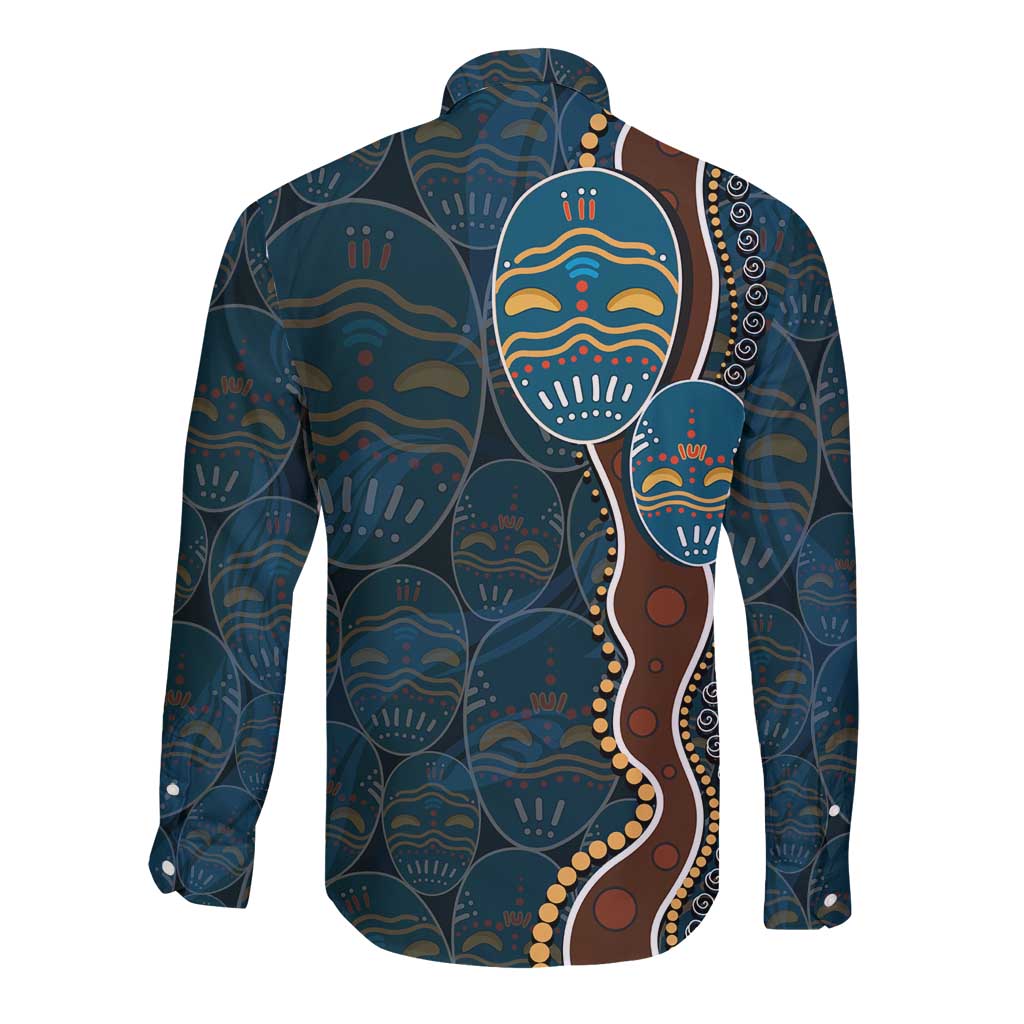 Aboriginal Masks Art Long Sleeve Button Shirt Australian Indigenous