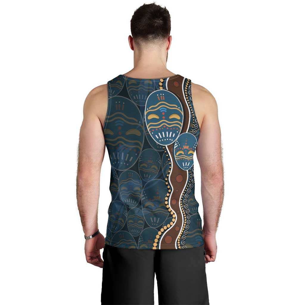Aboriginal Masks Art Men Tank Top Australian Indigenous