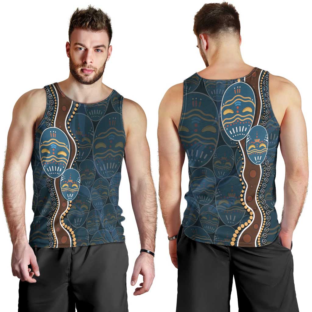 Aboriginal Masks Art Men Tank Top Australian Indigenous