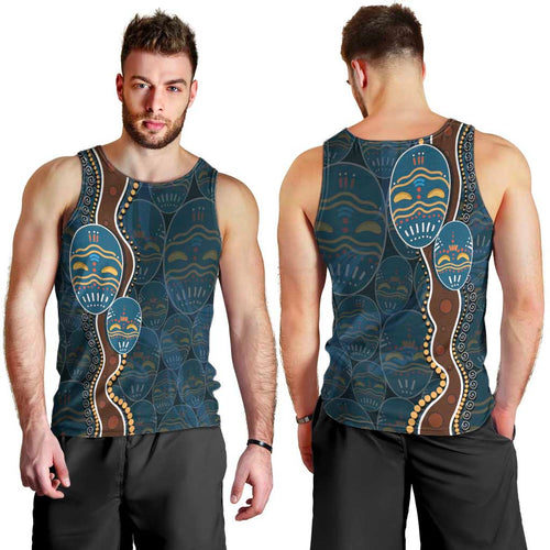 Aboriginal Masks Art Men Tank Top Australian Indigenous
