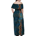 Aboriginal Masks Art Off Shoulder Maxi Dress Australian Indigenous
