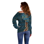Aboriginal Masks Art Off Shoulder Sweater Australian Indigenous