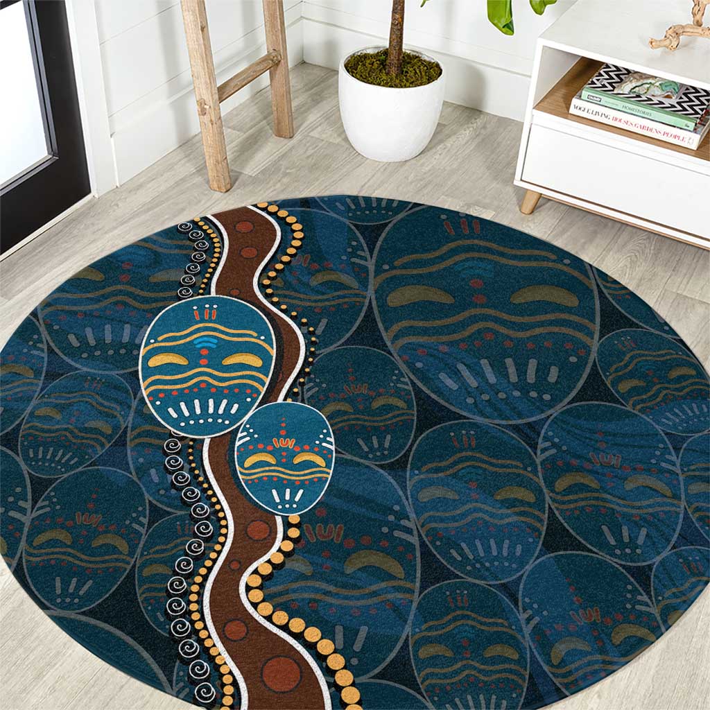 Aboriginal Masks Art Round Carpet Australian Indigenous