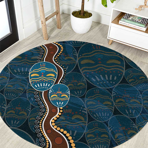 Aboriginal Masks Art Round Carpet Australian Indigenous