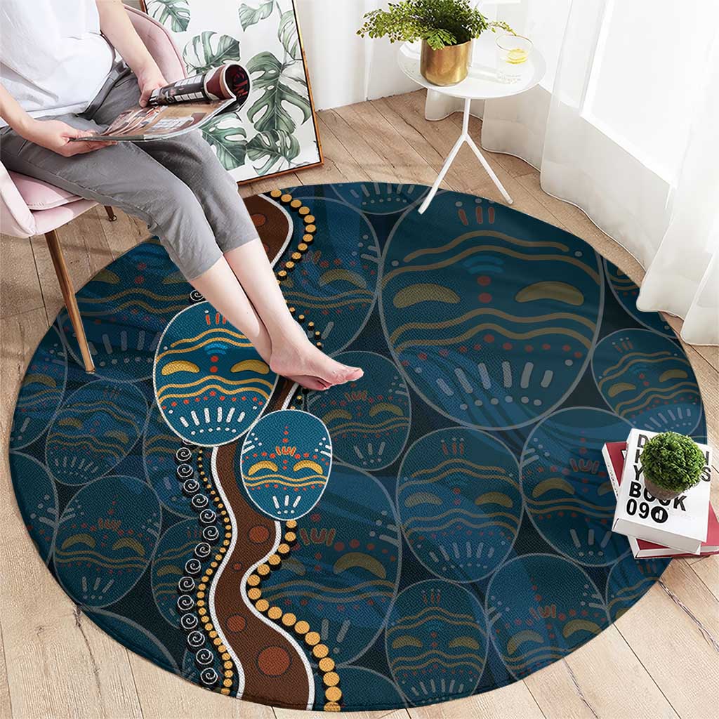 Aboriginal Masks Art Round Carpet Australian Indigenous