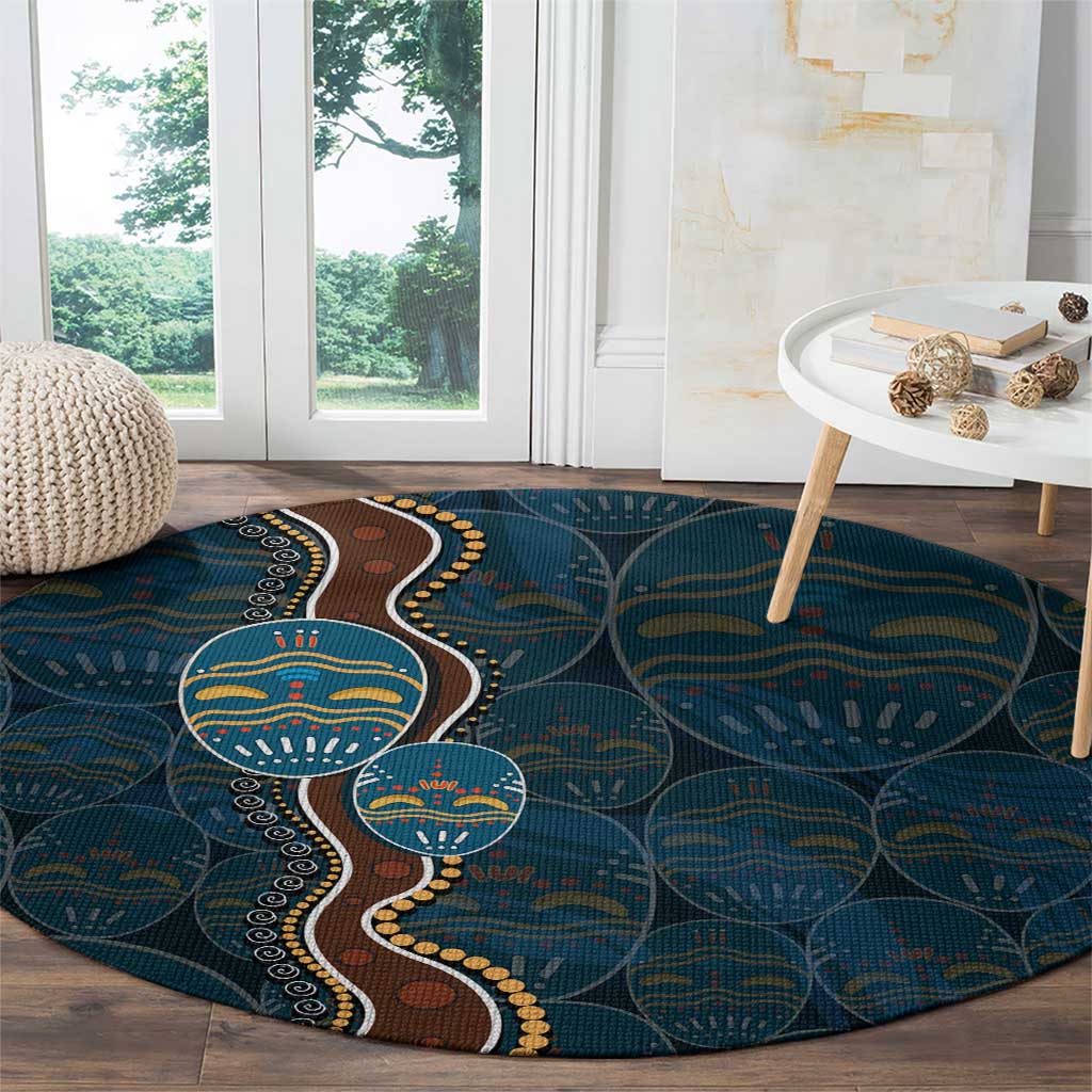 Aboriginal Masks Art Round Carpet Australian Indigenous