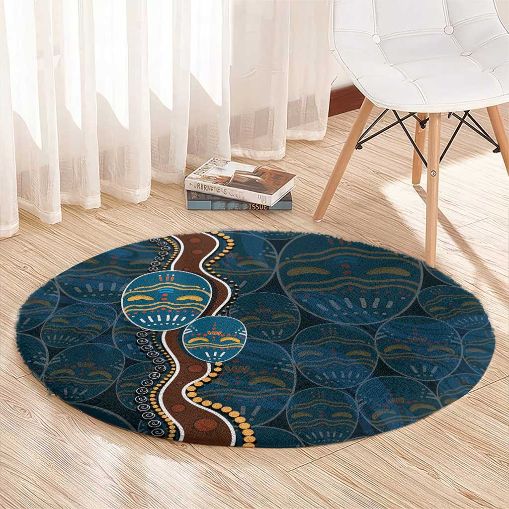 Aboriginal Masks Art Round Carpet Australian Indigenous