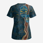 Aboriginal Masks Art Scrub Top Australian Indigenous - Aussie Hoodie