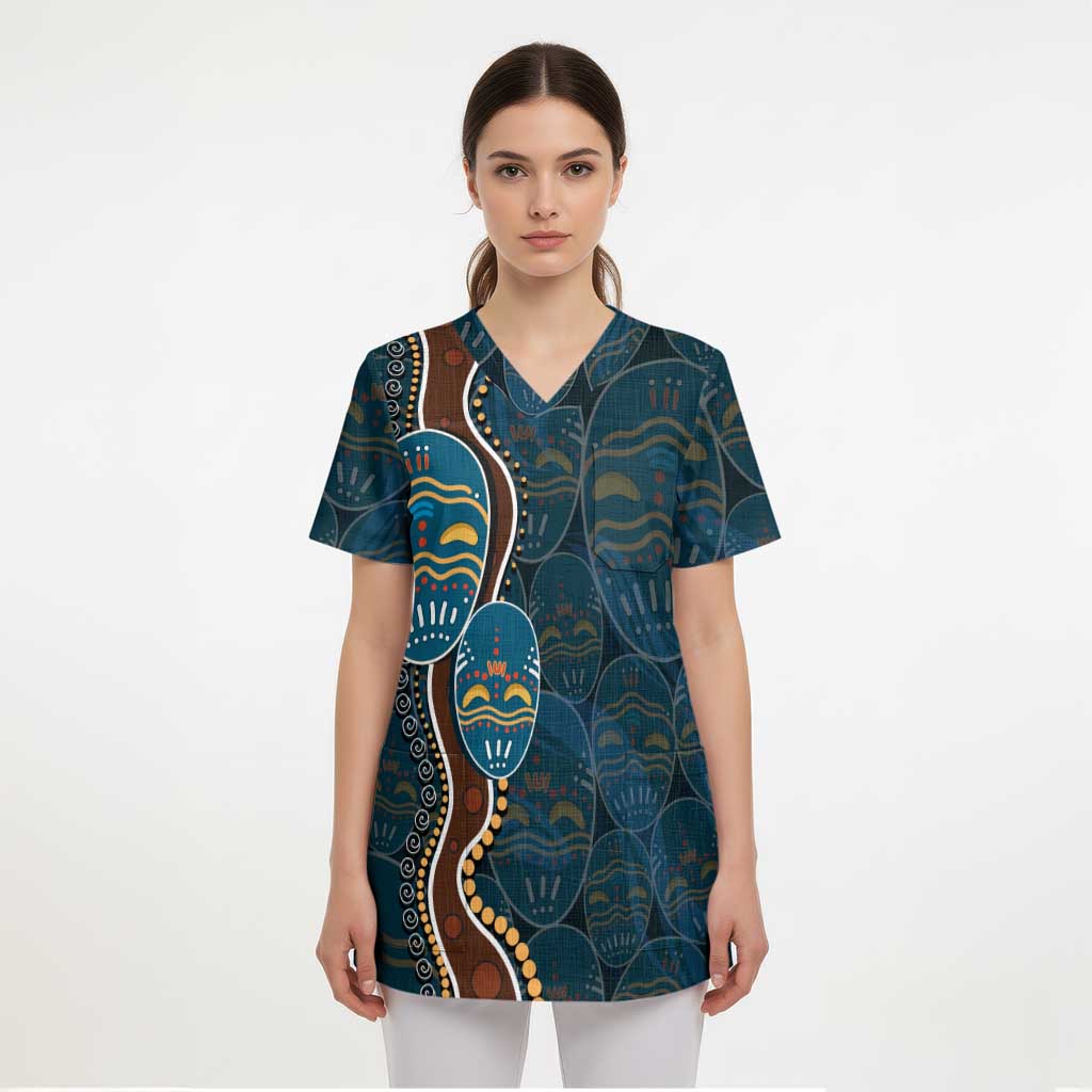 Aboriginal Masks Art Scrub Top Australian Indigenous - Aussie Hoodie