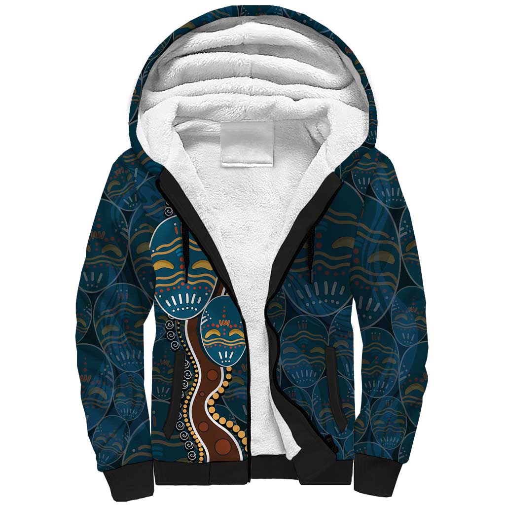 Aboriginal Masks Art Sherpa Hoodie Australian Indigenous