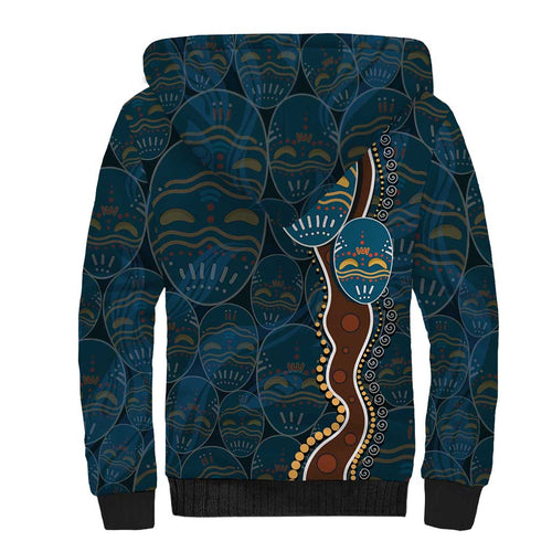 Aboriginal Masks Art Sherpa Hoodie Australian Indigenous