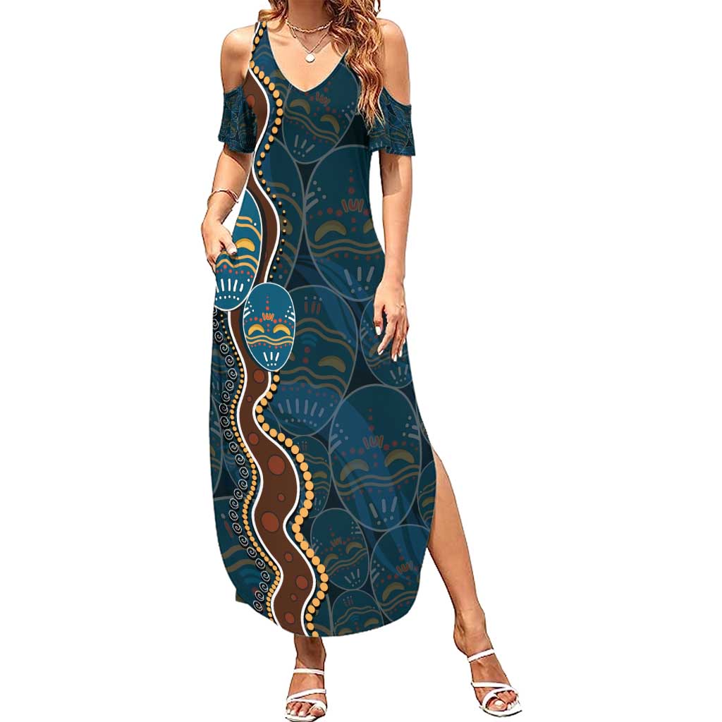 Aboriginal Masks Art Summer Maxi Dress Australian Indigenous