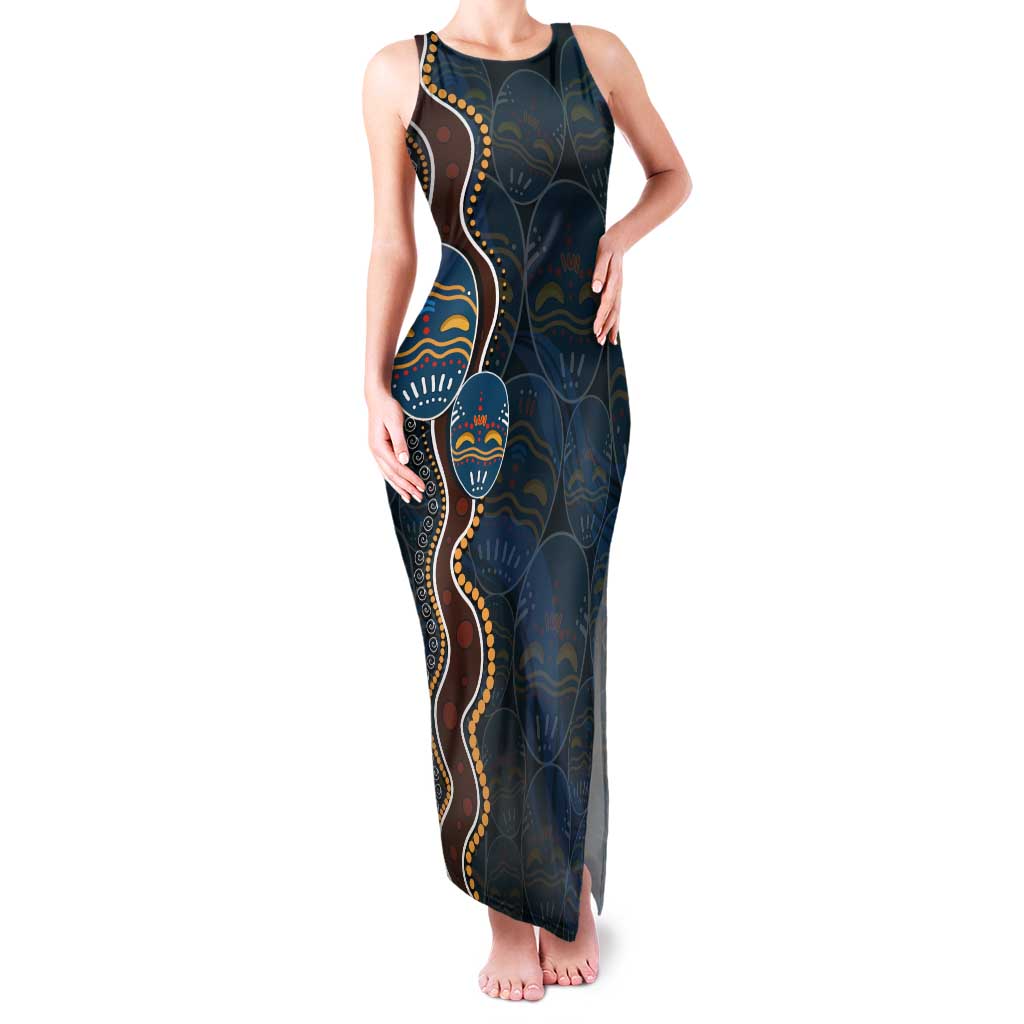 Aboriginal Masks Art Tank Maxi Dress Australian Indigenous