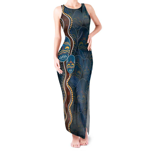 Aboriginal Masks Art Tank Maxi Dress Australian Indigenous