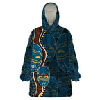 Aboriginal Masks Art Wearable Blanket Hoodie Australian Indigenous