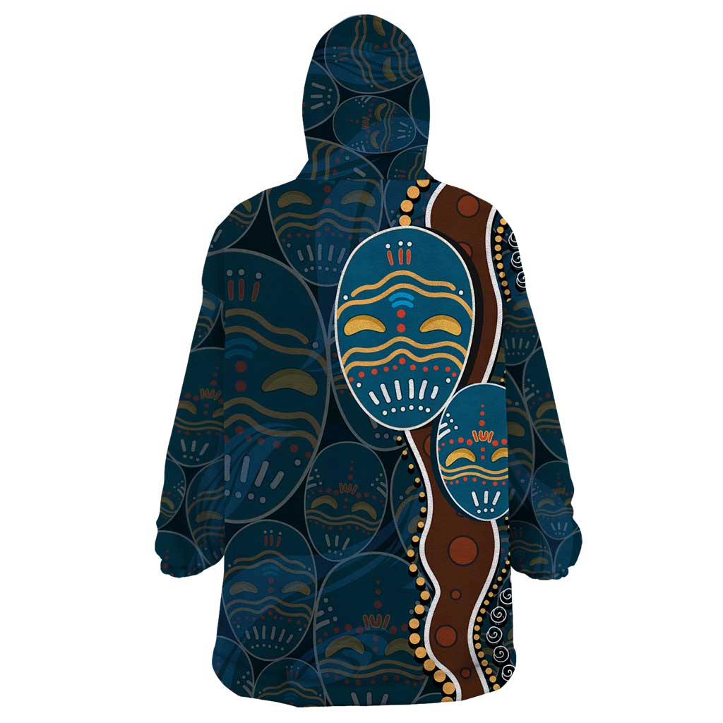 Aboriginal Masks Art Wearable Blanket Hoodie Australian Indigenous