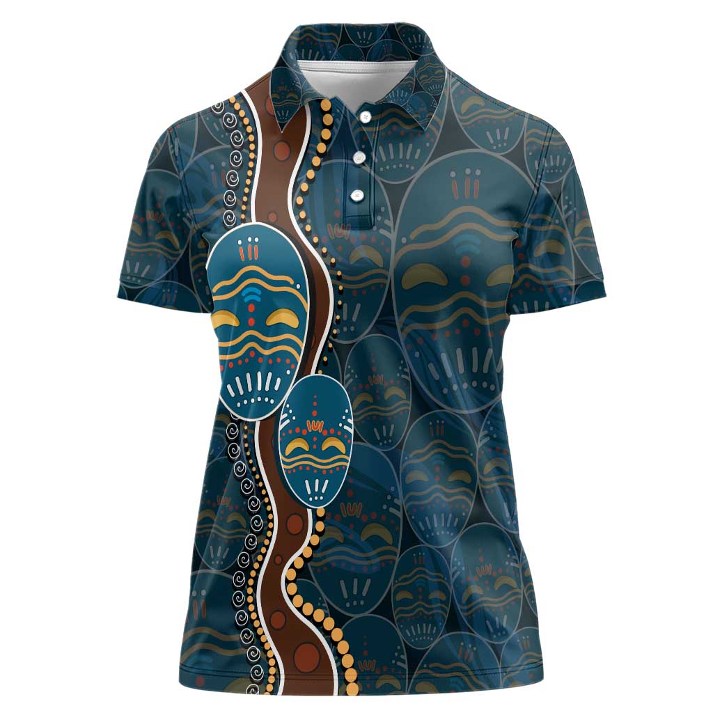 Aboriginal Masks Art Women Polo Shirt Australian Indigenous