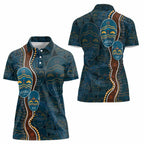 Aboriginal Masks Art Women Polo Shirt Australian Indigenous