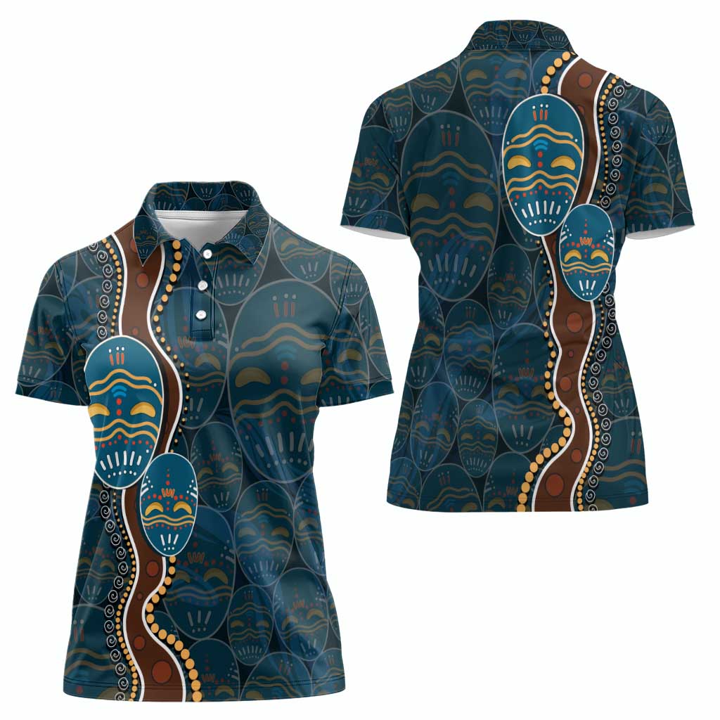 Aboriginal Masks Art Women Polo Shirt Australian Indigenous