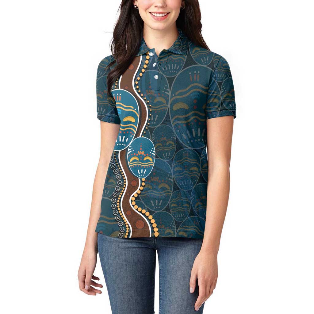 Aboriginal Masks Art Women Polo Shirt Australian Indigenous