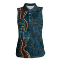 Aboriginal Masks Art Women Sleeveless Polo Shirt Australian Indigenous