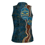 Aboriginal Masks Art Women Sleeveless Polo Shirt Australian Indigenous