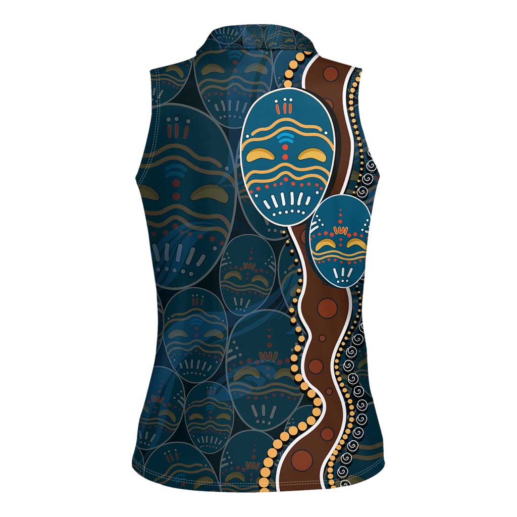 Aboriginal Masks Art Women Sleeveless Polo Shirt Australian Indigenous