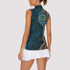 Aboriginal Masks Art Women Sleeveless Polo Shirt Australian Indigenous