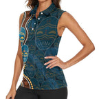 Aboriginal Masks Art Women Sleeveless Polo Shirt Australian Indigenous