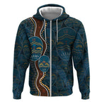 Aboriginal Masks Art Zip Hoodie Australian Indigenous