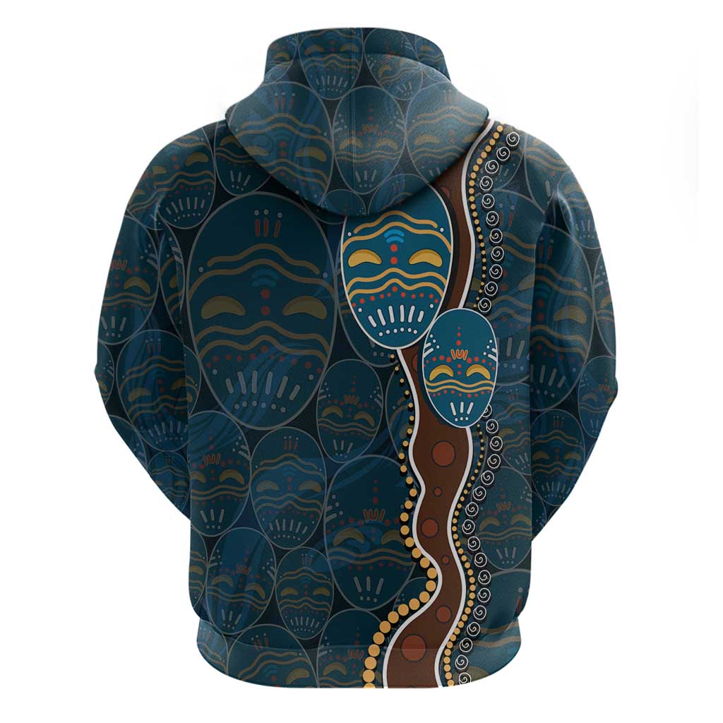 Aboriginal Masks Art Zip Hoodie Australian Indigenous
