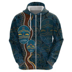 Aboriginal Masks Art Zip Hoodie Australian Indigenous