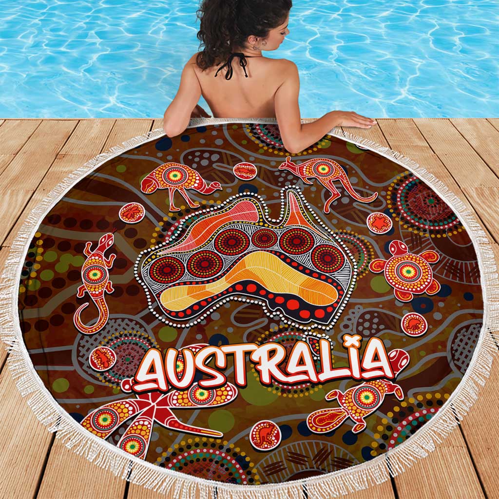 Animal Australia Aboriginal Art Beach Blanket