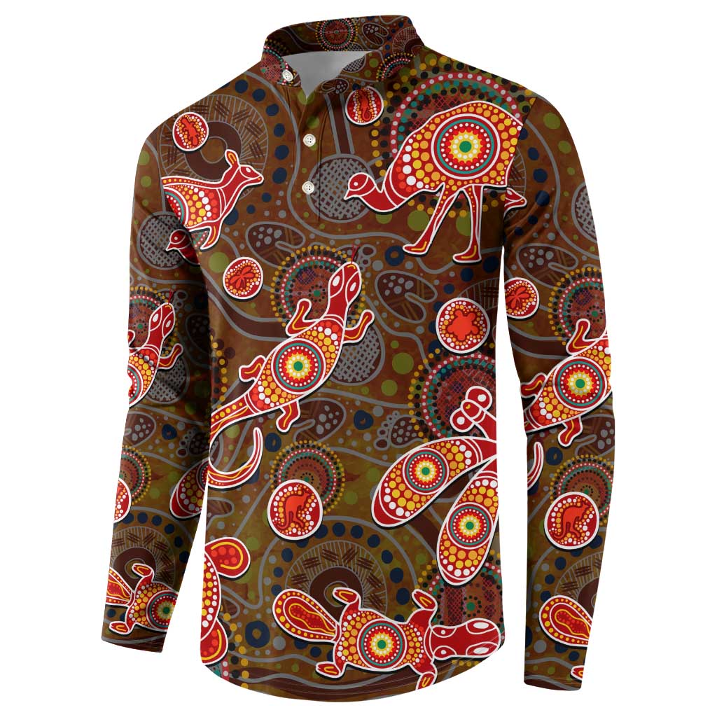 Animal Australia Aboriginal Art Button Sweatshirt