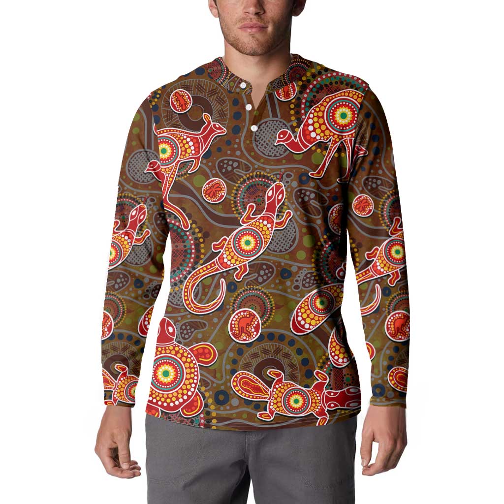 Animal Australia Aboriginal Art Button Sweatshirt