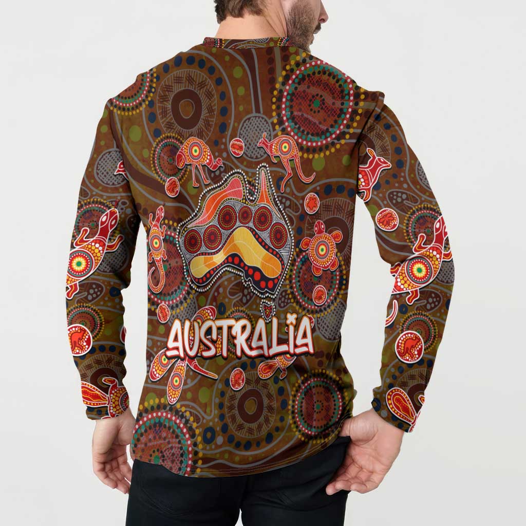 Animal Australia Aboriginal Art Button Sweatshirt